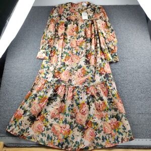 Lovelo Copper Blooms Midi Dress Pockets Size Small Womens Cottagecore NWT